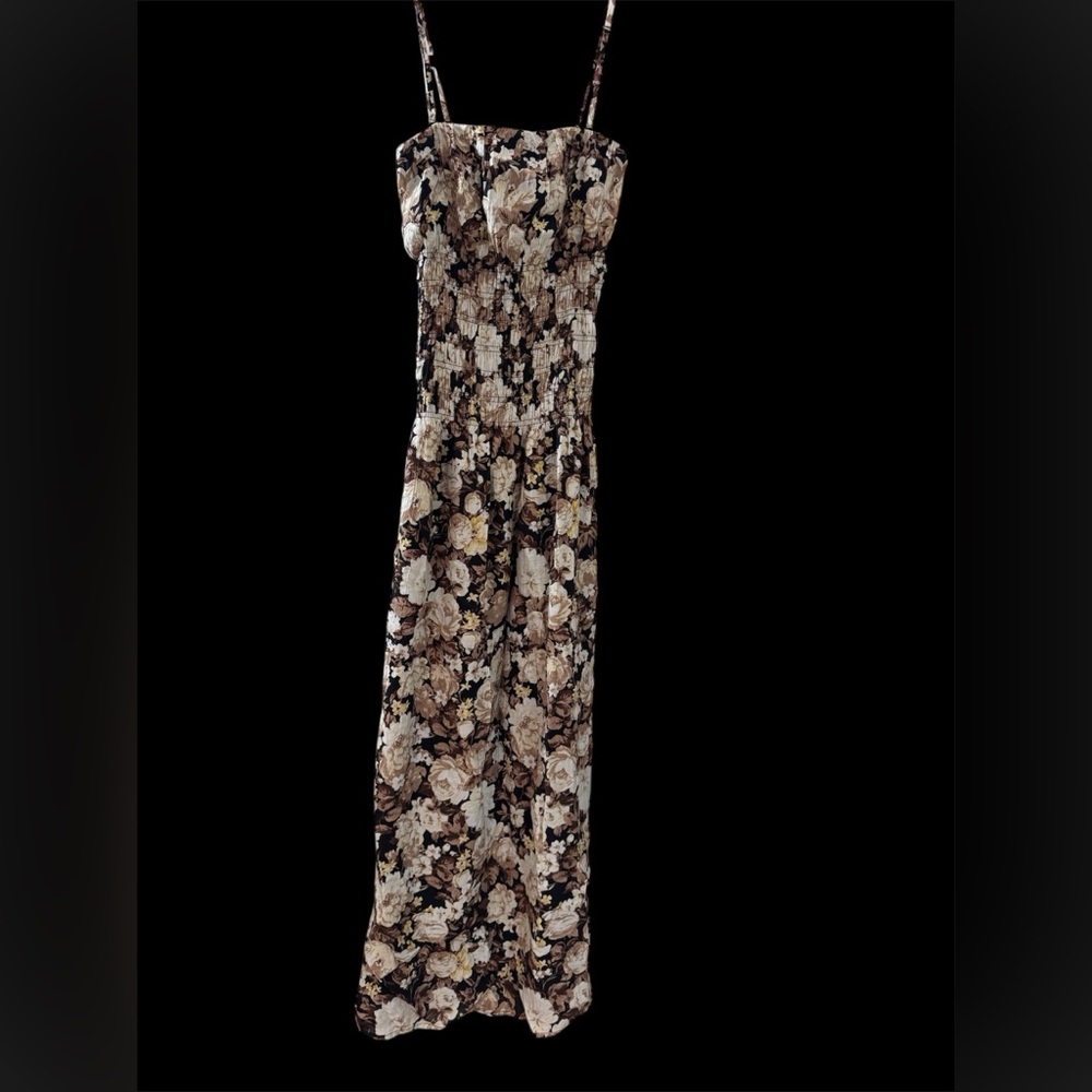 Abercrombie & Fitch Black and Cream Floral Maxi Dress